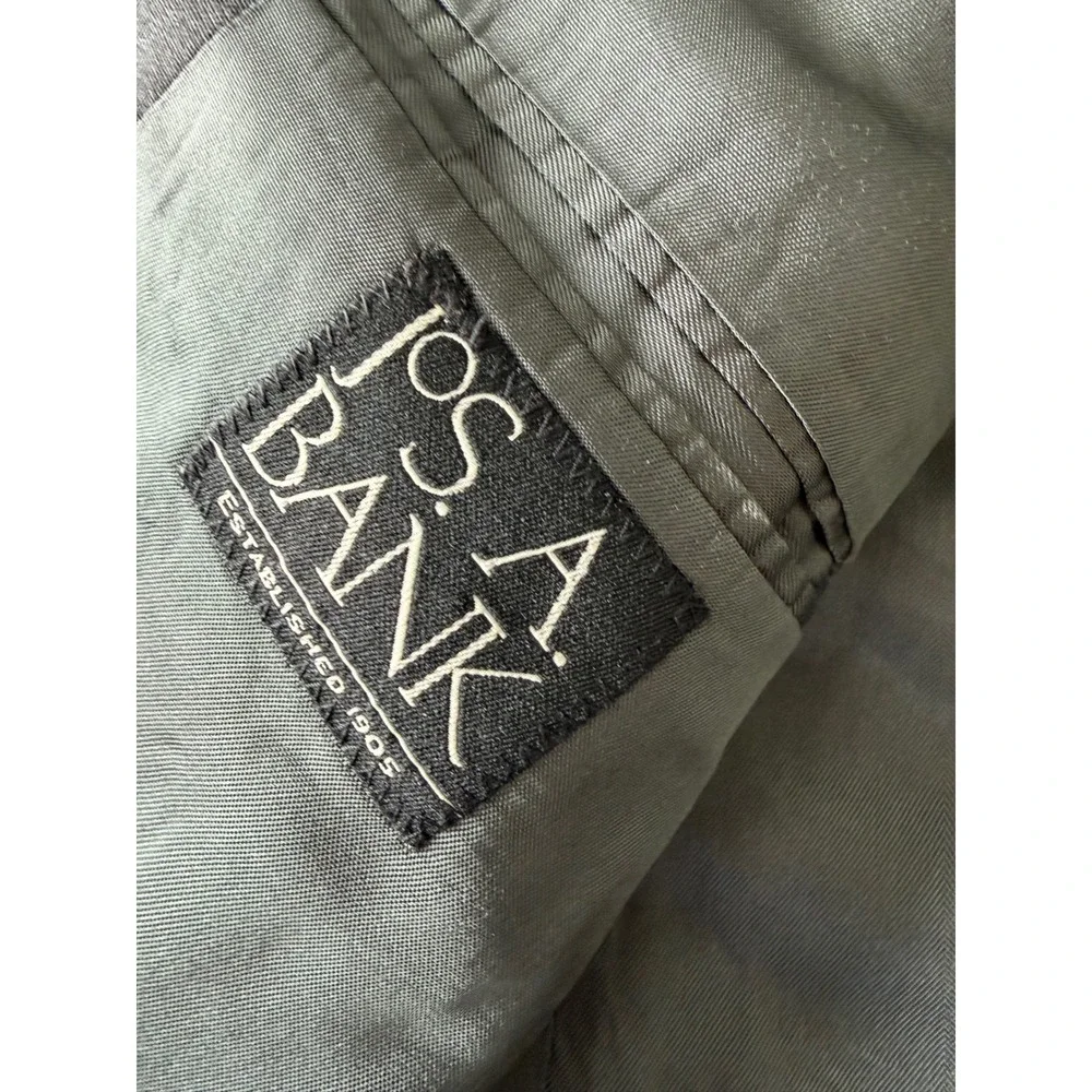 Jos A Bank Estateblazer 44L Gray Windowpane‎ 100% Wool Blazer Sport Coat Mens